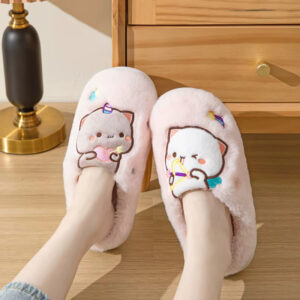 Cute Plush Slippers for Women Non-Slip Thick-Soled Home Indoor Cotton Slippers