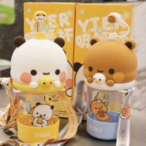 Yier Bubu Straw Cup Cute Water Cup Heat-Resistant Tritan Material,Shatterproof Portable