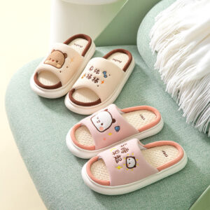 Little Panda Yier Bubu Linen Slippers for Women (New Style) Cool-Touch Sweat-Absorbent & Breathable Summer Slippers