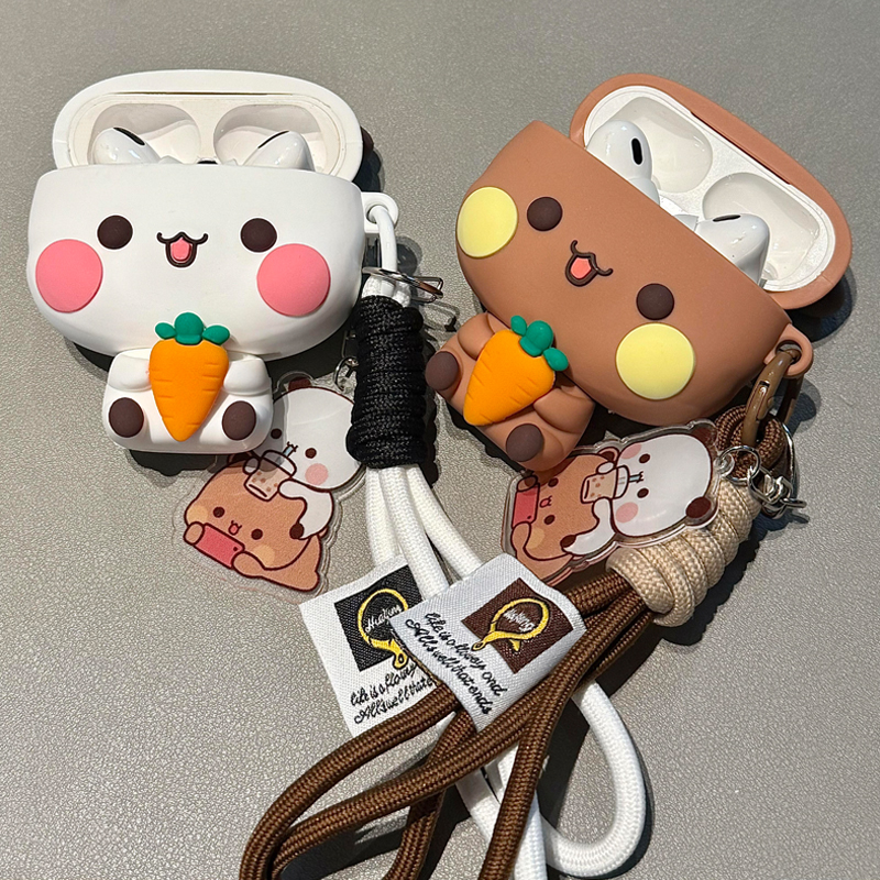 Cute Radish Bubu Dudu Dog Couple Silicone Shockproof Case Cover for AirPods 4/Pro/Pro2/Pro3 - Image 8
