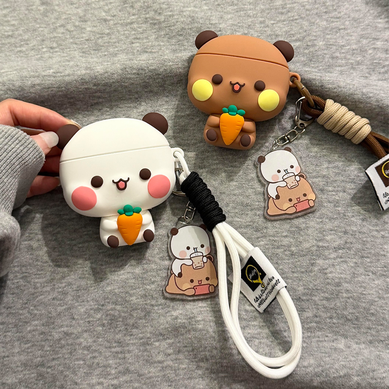 Cute Radish Bubu Dudu Dog Couple Silicone Shockproof Case Cover for AirPods 4/Pro/Pro2/Pro3 - Image 2