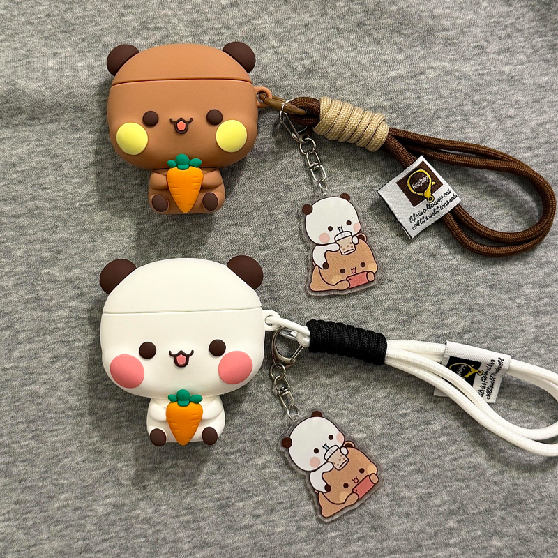 Cute Radish Bubu Dudu Dog Couple Silicone Shockproof Case Cover for AirPods 4/Pro/Pro2/Pro3