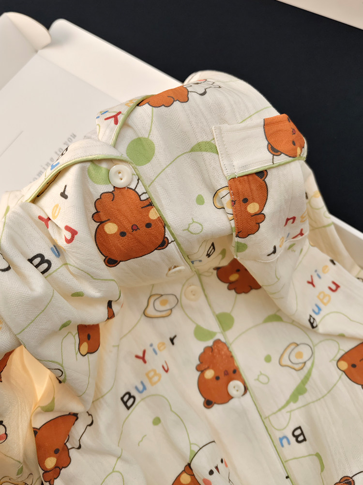 Bubu Dudu Women's 100% Cotton Long Sleeve Pajamas Spring Autumn Cartoon Loungewear Set - Image 12