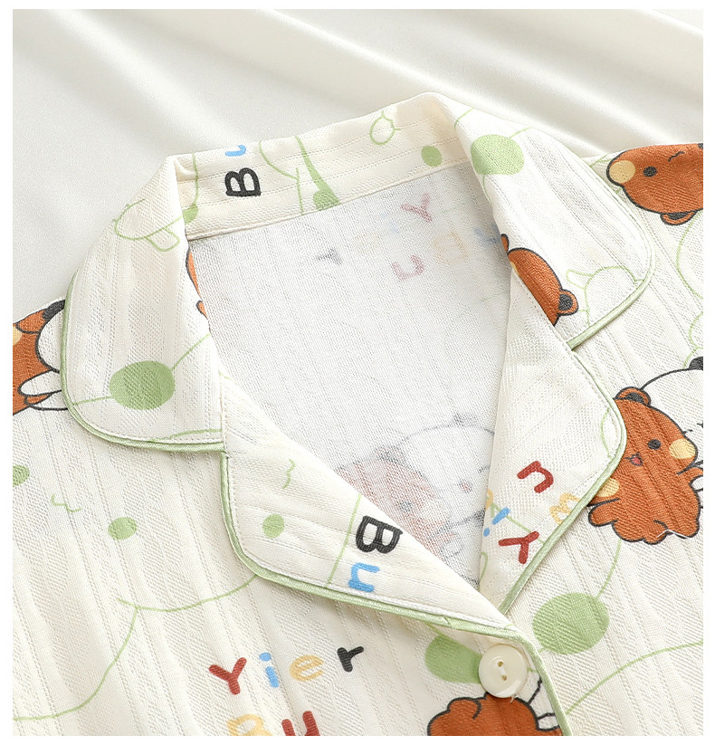 Bubu Dudu Women's 100% Cotton Long Sleeve Pajamas Spring Autumn Cartoon Loungewear Set - Image 9