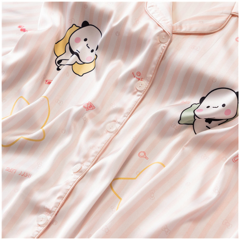 Bubu Dudu Ice Silk Pajamas for Women 2026 Summer New Thin Style Student Plus Size Short Sleeve & Shorts Loungewear - Image 4