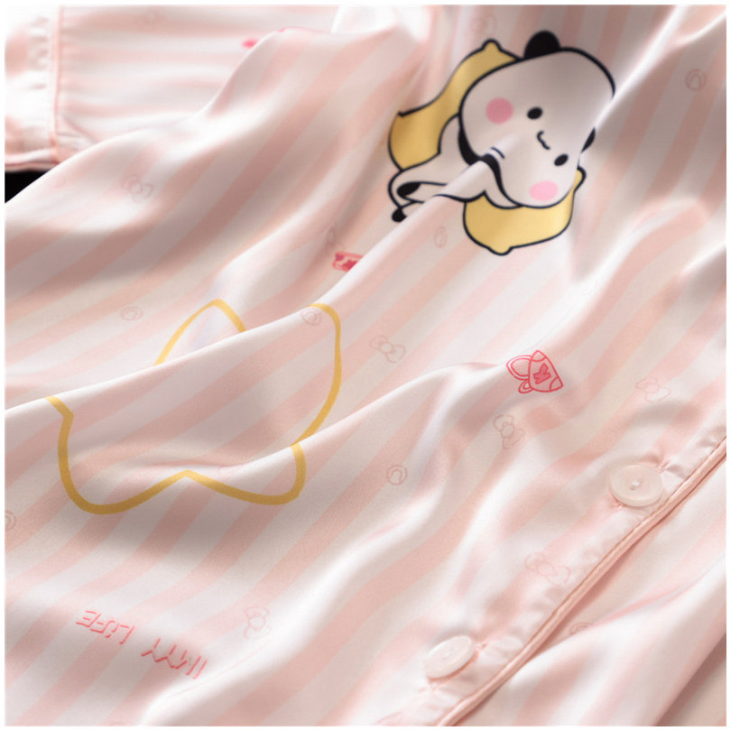 Bubu Dudu Ice Silk Pajamas for Women 2026 Summer New Thin Style Student Plus Size Short Sleeve & Shorts Loungewear - Image 5