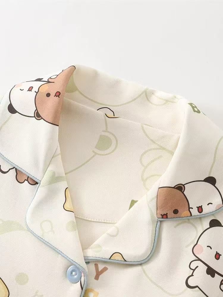 Cute Bubu Dudu Pajamas Summer Cool Cotton Short Sleeve & Pants Cartoon Loungewear Set for Students - Image 8