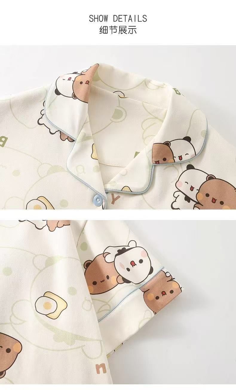 Cute Bubu Dudu Pajamas Summer Cool Cotton Short Sleeve & Pants Cartoon Loungewear Set for Students - Image 7