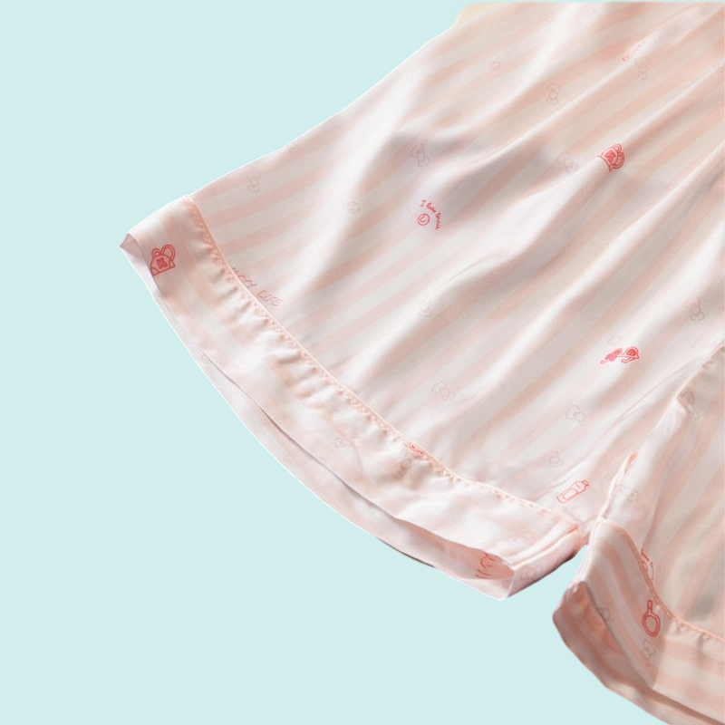 Bubu Dudu Ice Silk Pajamas for Women 2026 Summer New Thin Style Student Plus Size Short Sleeve & Shorts Loungewear - Image 6