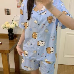 Cute Bubu Dudu Women's Pajamas Summer Cotton Loose Cartoon Loungewear