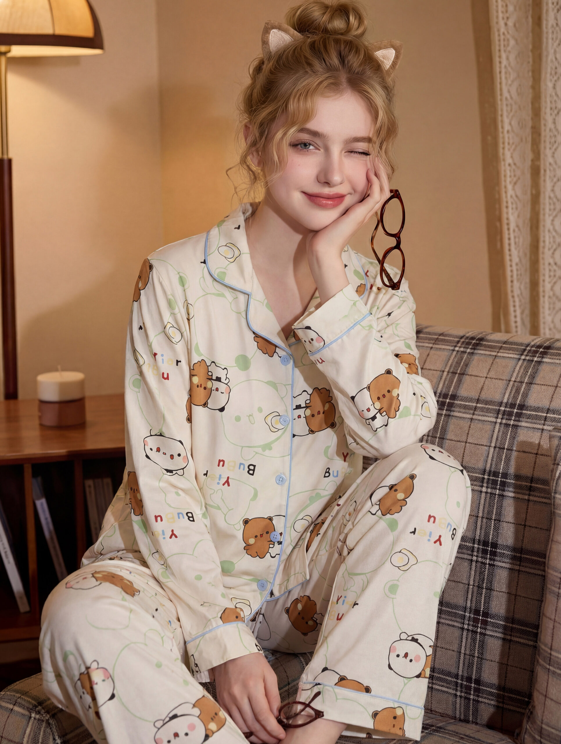 Couple Pajamas 2026 Spring Autumn Bubu Dudu Cartoon 100% Cotton Loungewear Set - Image 9