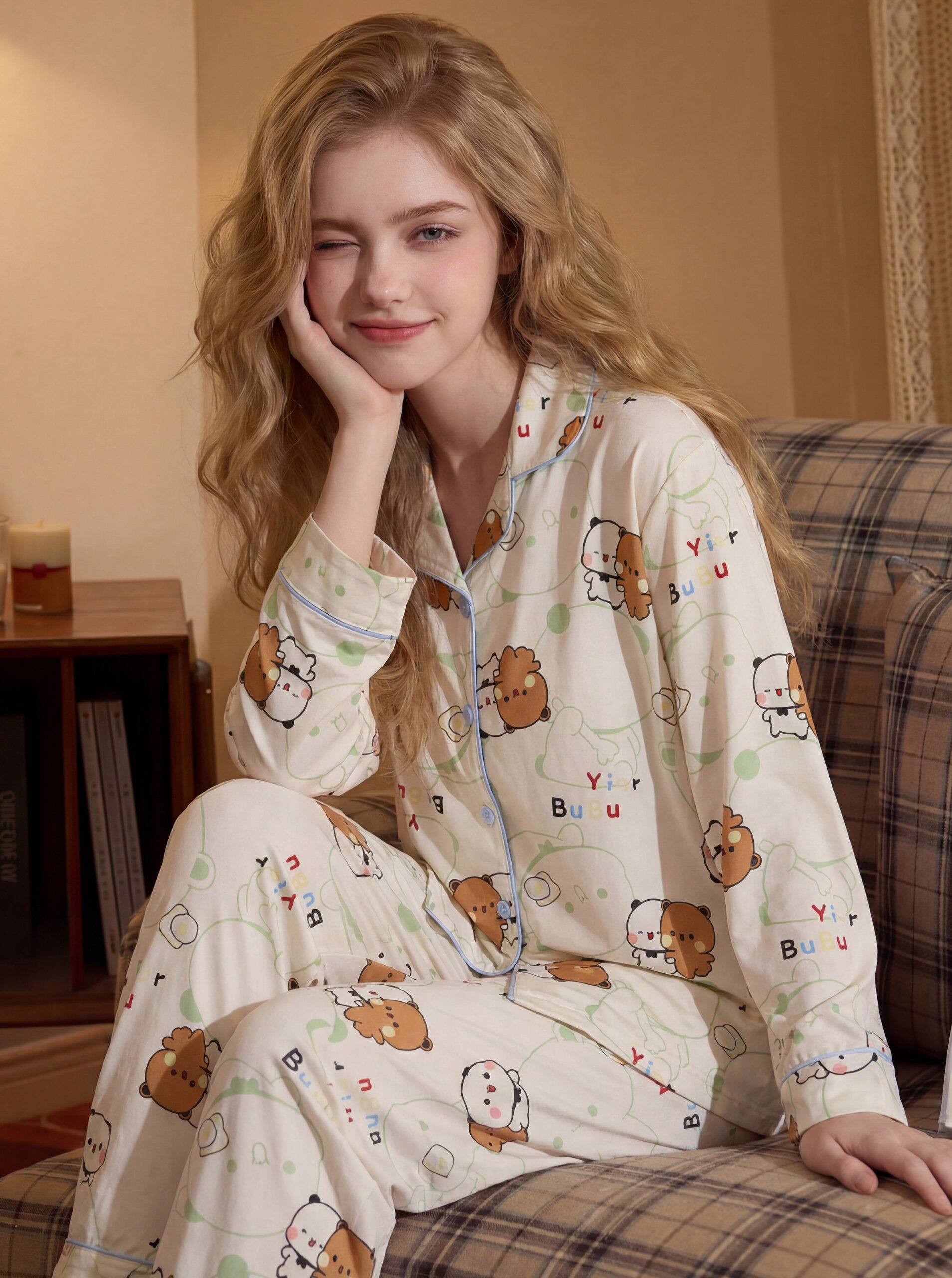 Couple Pajamas 2026 Spring Autumn Bubu Dudu Cartoon 100% Cotton Loungewear Set - Image 8