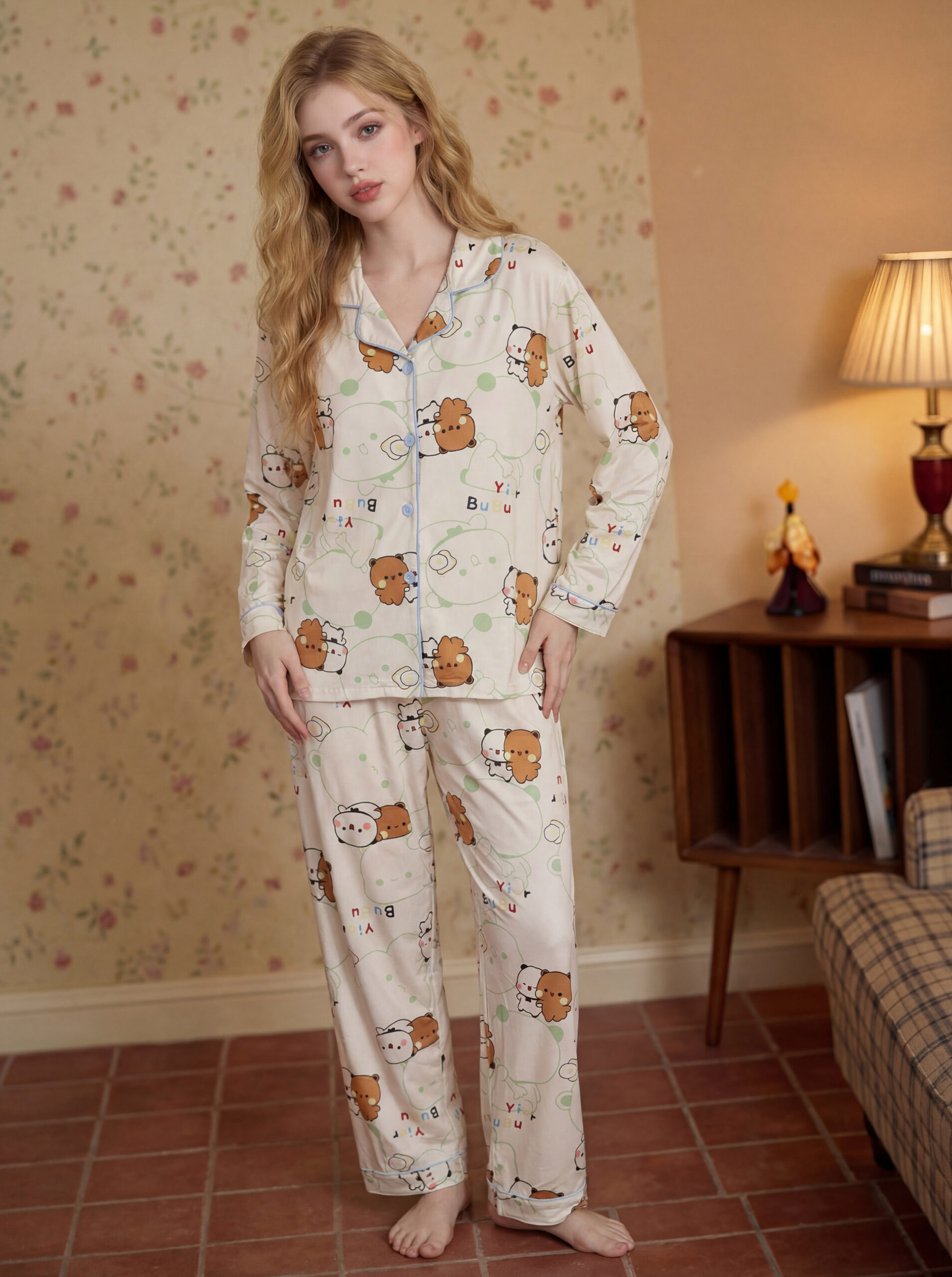 Couple Pajamas 2026 Spring Autumn Bubu Dudu Cartoon 100% Cotton Loungewear Set - Image 5