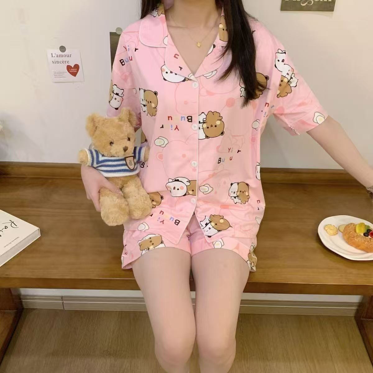 Bubu Dudu Girls' Cotton Short Sleeve Pajama Set 2026 Summer New Arrival - Image 3