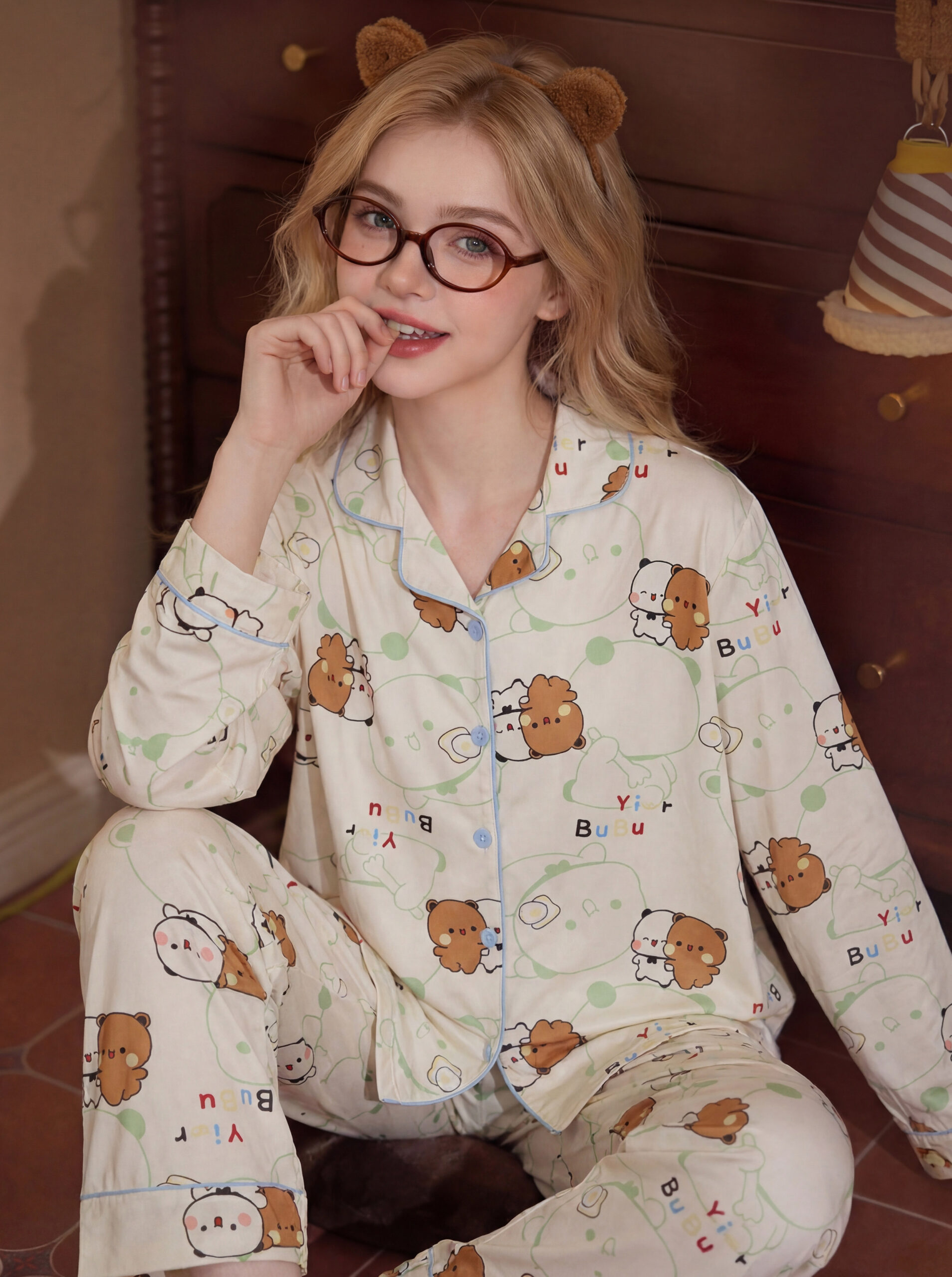 Couple Pajamas 2026 Spring Autumn Bubu Dudu Cartoon 100% Cotton Loungewear Set - Image 6