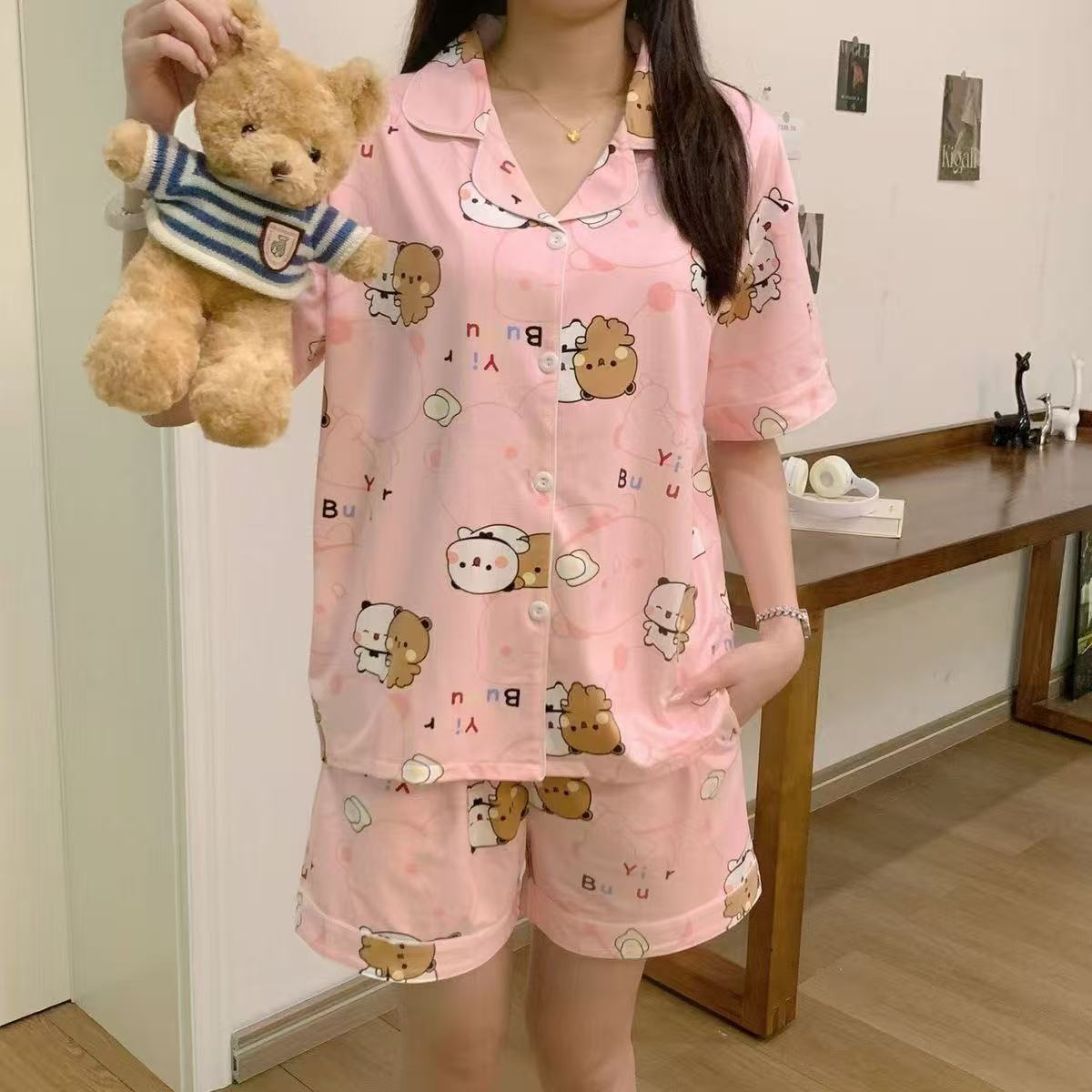 Bubu Dudu Girls' Cotton Short Sleeve Pajama Set 2026 Summer New Arrival - Image 2