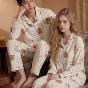 Couple Pajamas 2026 Spring Autumn Bubu Dudu Cartoon 100% Cotton Loungewear Set