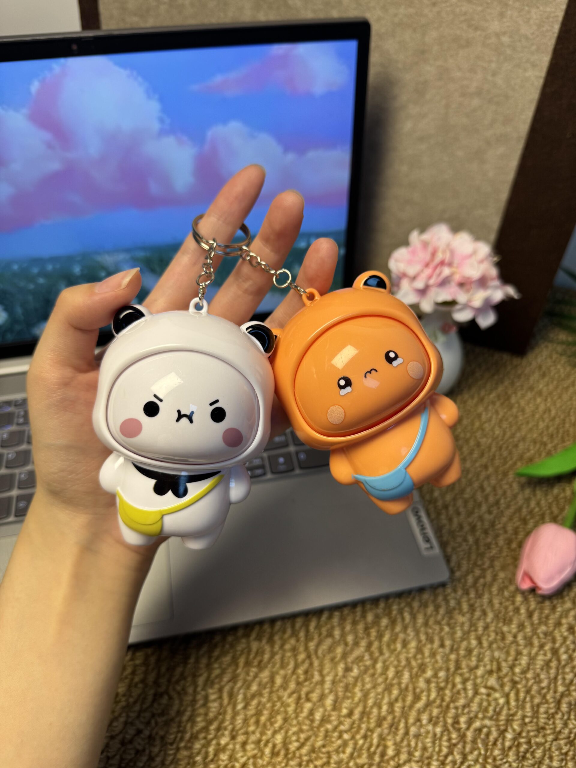 Bubu Dudu Flip Face Keychain Cute Cartoon Pendant for Bags & Keys - Image 4