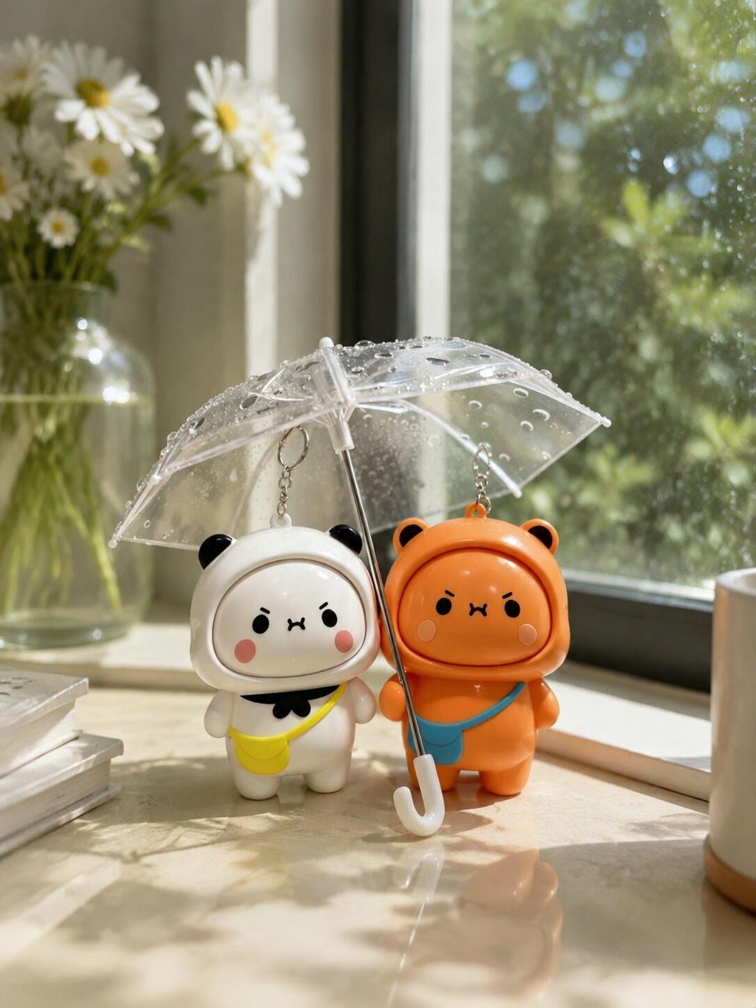 Bubu Dudu Flip Face Keychain Cute Cartoon Pendant for Bags & Keys