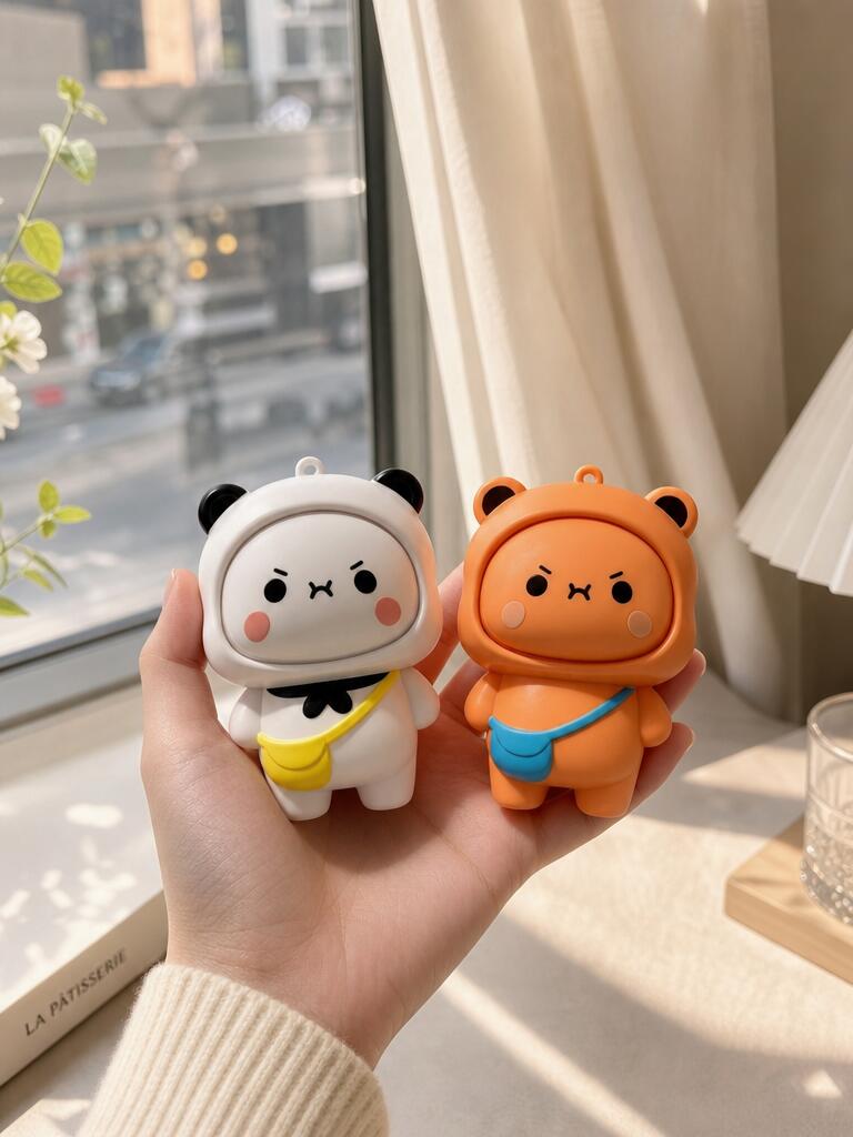 Bubu Dudu Flip Face Keychain Cute Cartoon Pendant for Bags & Keys - Image 2